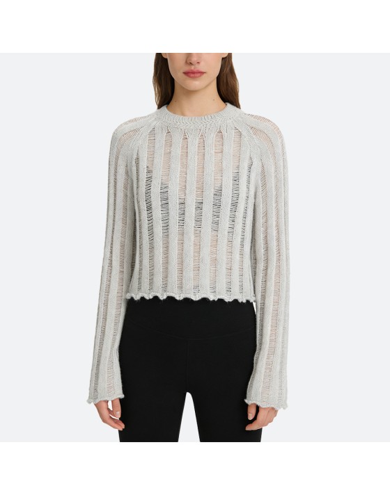 Crew Neck Ribbed Knit Sweater