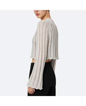 Crew Neck Ribbed Knit Sweater