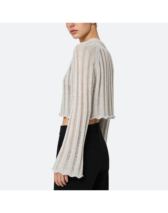 Crew Neck Ribbed Knit Sweater