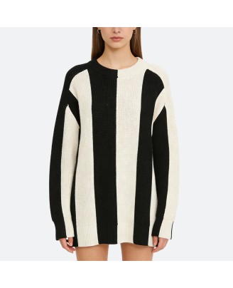 Asymmetric Striped Pullover