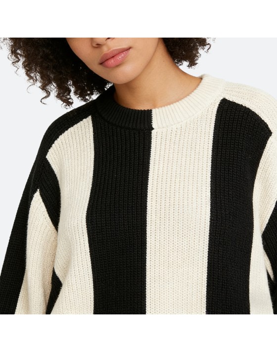 Asymmetric Striped Pullover