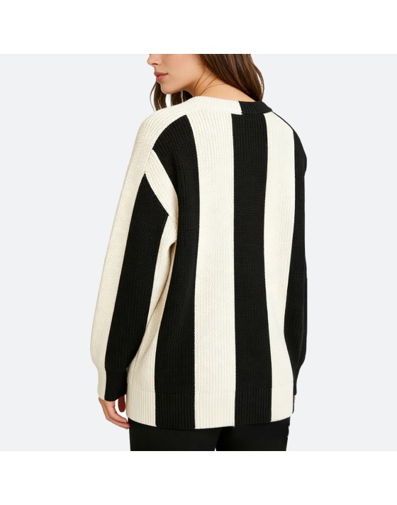 Asymmetric Striped Pullover