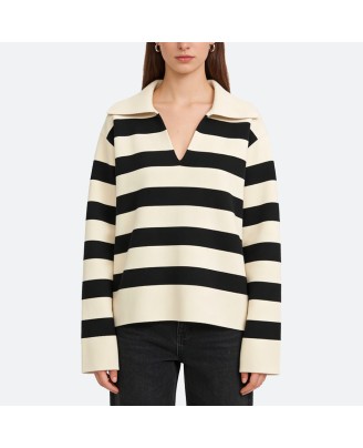 Classic Black and White Striped Pullover