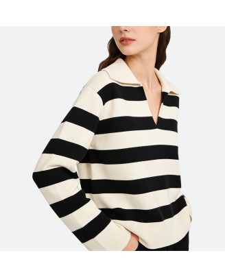 Classic Black and White Striped Pullover