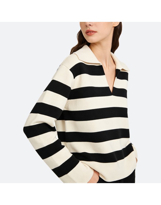 Classic Black and White Striped Pullover