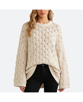 Crew Neck Cable Knit Sweater