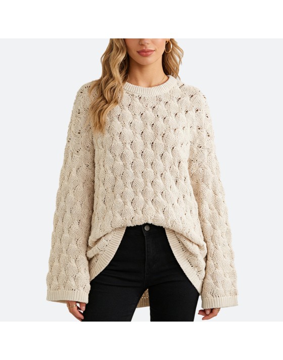 Crew Neck Cable Knit Sweater
