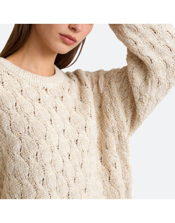 Crew Neck Cable Knit Sweater