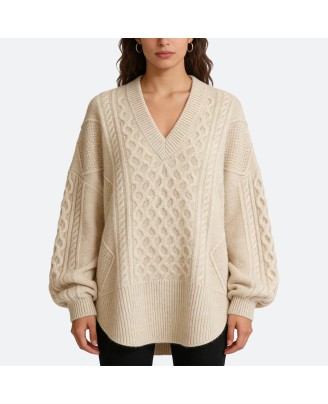 Women's V-neck pure cashmere sweater