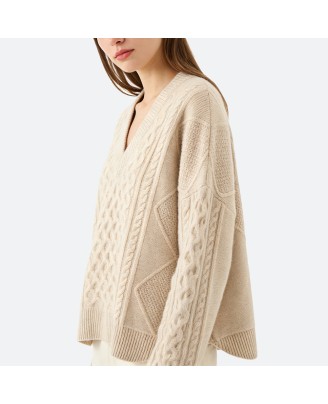 Women's V-neck pure cashmere sweater