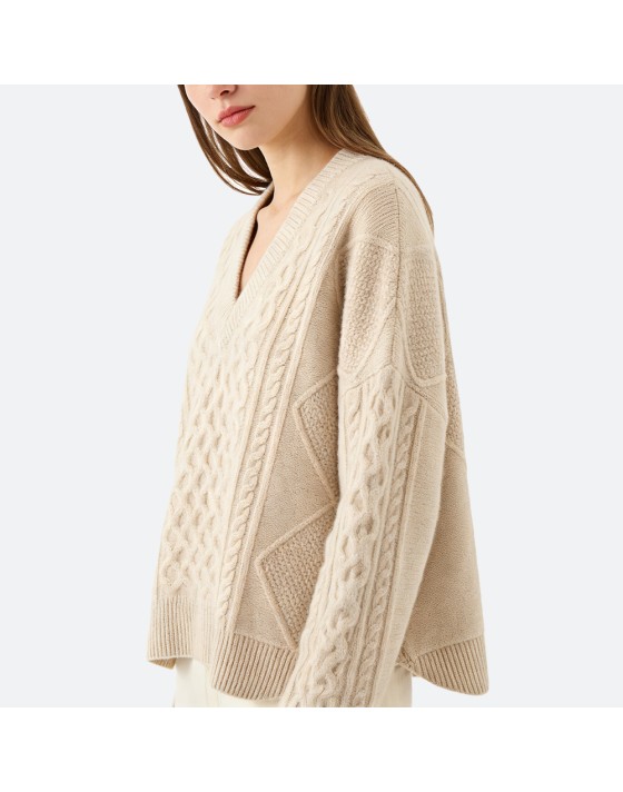 Women's V-neck pure cashmere sweater