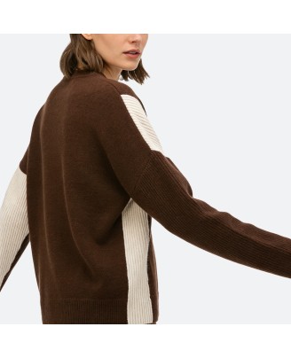 Patchwork V-Neck Pullover