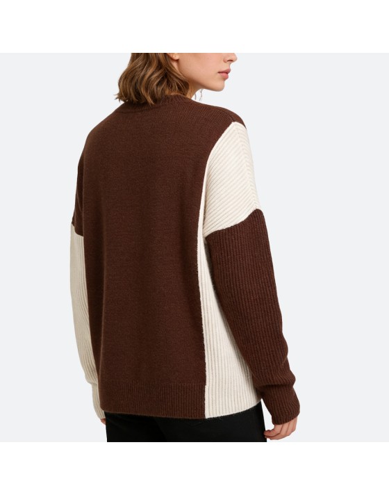 Patchwork V-Neck Pullover