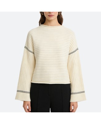 Casual Wool Wide-Sleeve Pullover