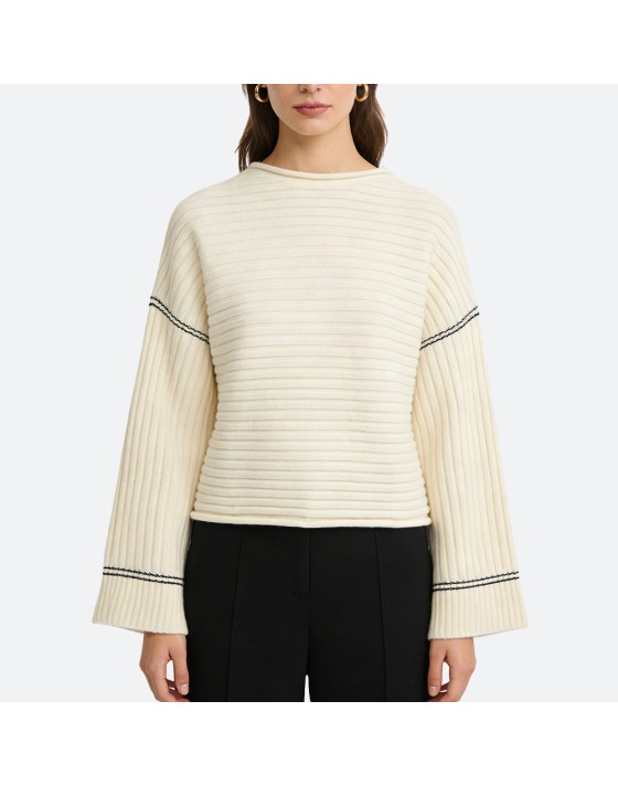 Casual Wool Wide-Sleeve Pullover