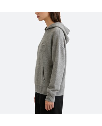 Solid Color Knit Hoodie