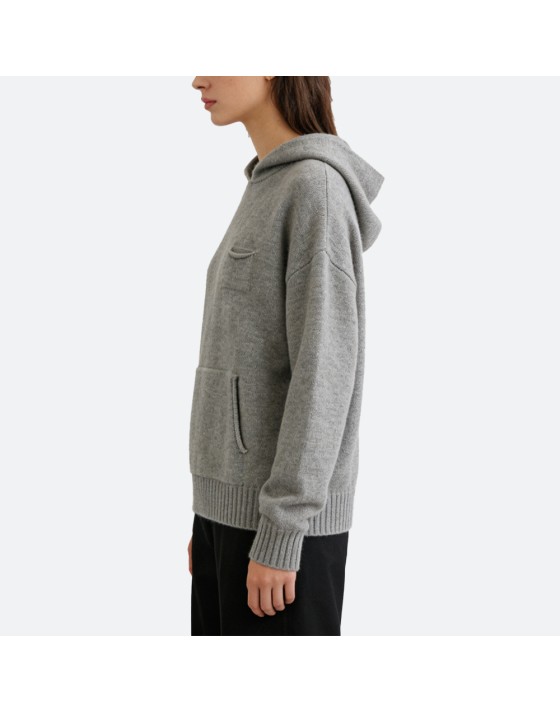Solid Color Knit Hoodie