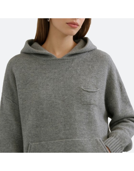 Solid Color Knit Hoodie