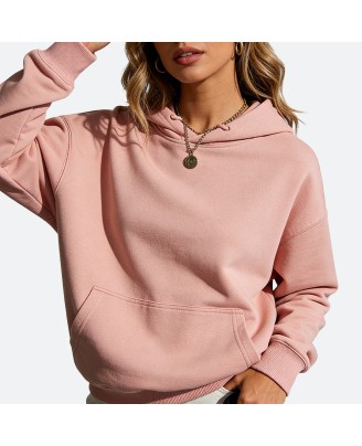 Solid color comfortable cotton hoodie