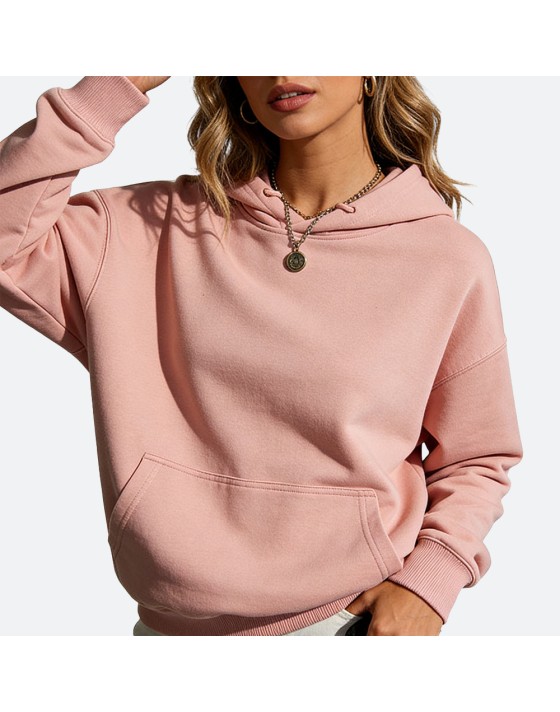 Solid color comfortable cotton hoodie
