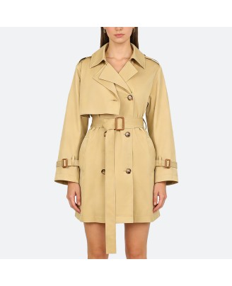 Camel-colored women's trench coat