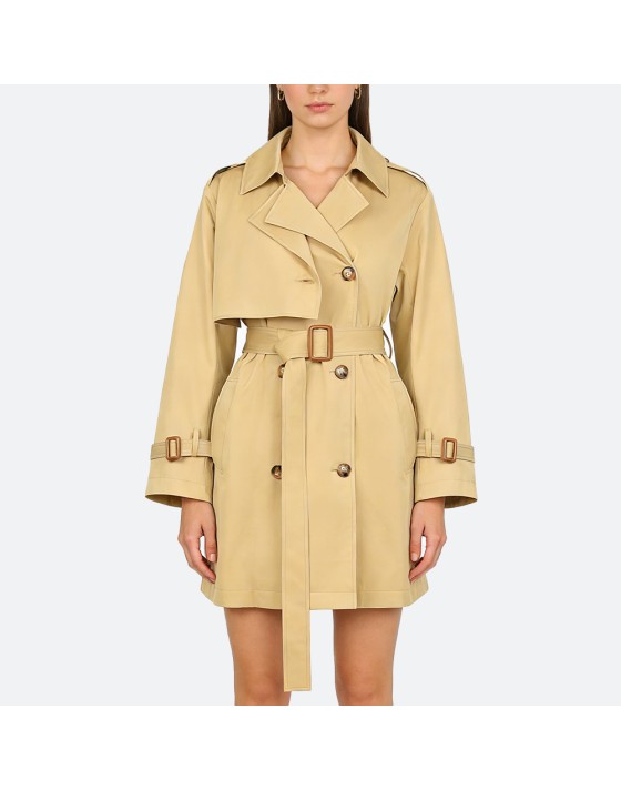 Camel-colored women's trench coat