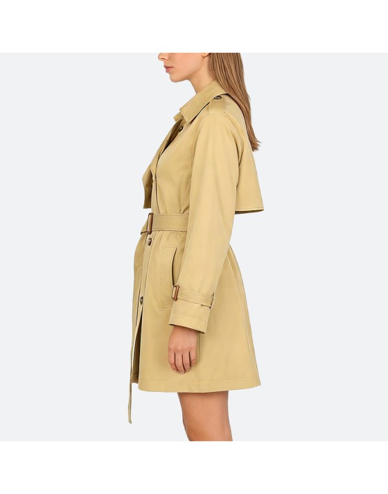 Camel-colored women's trench coat