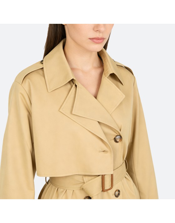 Camel-colored women's trench coat