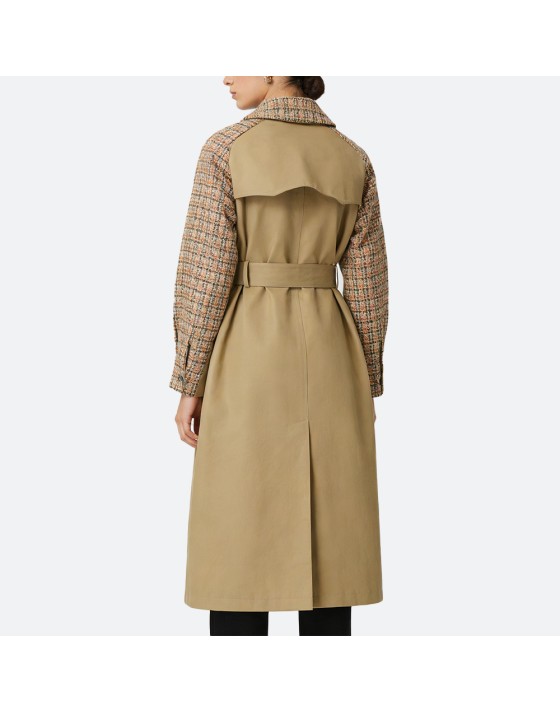Plaid Patchwork Women’s Trench Coat