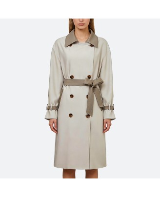 Fashion Color-Block Women’s Trench Coat