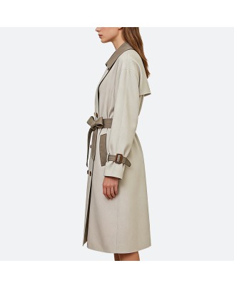 Fashion Color-Block Women’s Trench Coat