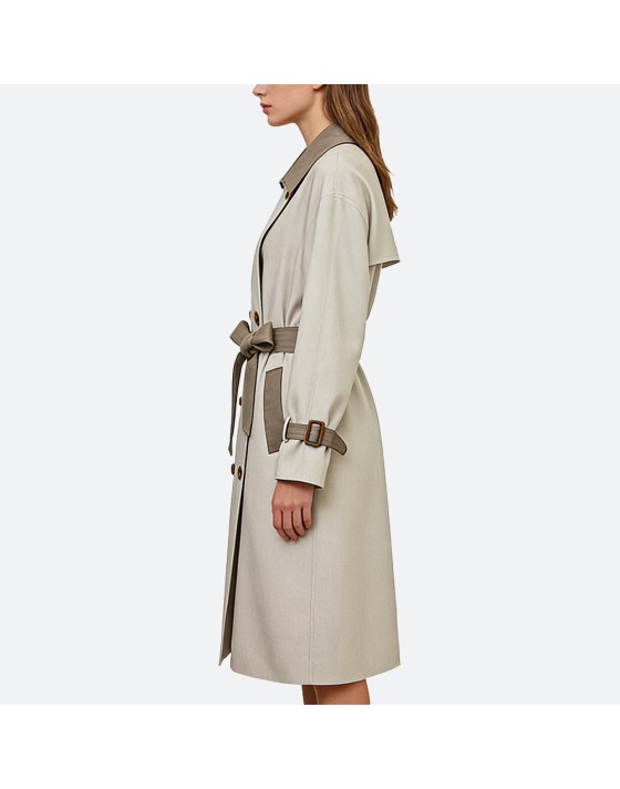 Fashion Color-Block Women’s Trench Coat