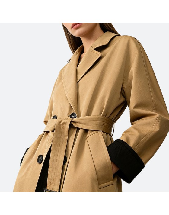 Elegant Double-Breasted Women's Trench Coat
