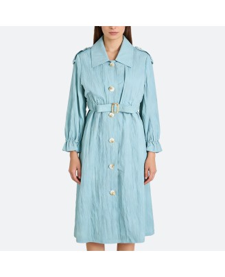 Belted Blue Trench Coat