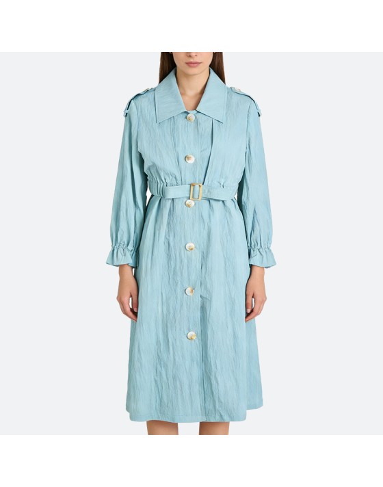 Belted Blue Trench Coat