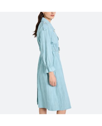 Belted Blue Trench Coat
