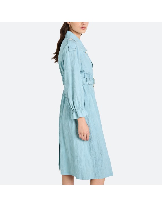 Belted Blue Trench Coat
