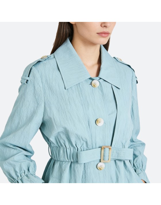 Belted Blue Trench Coat