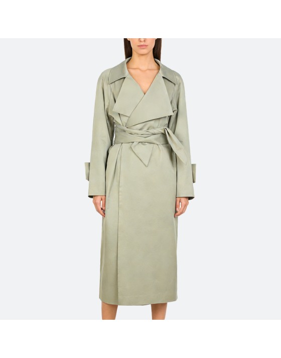 Double-layer pure cotton lapel trench coat