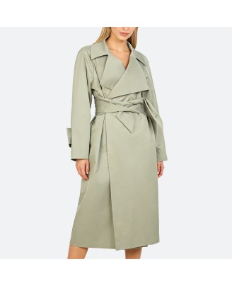 Double-layer pure cotton lapel trench coat