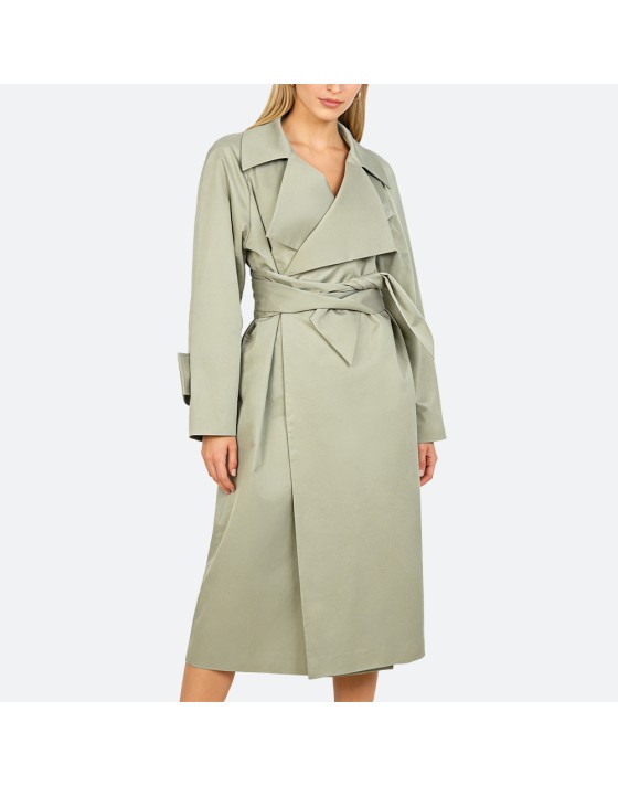 Double-layer pure cotton lapel trench coat