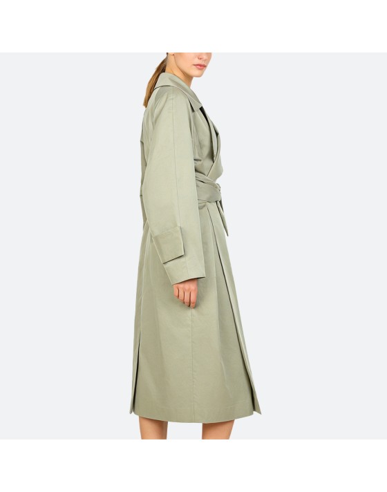 Double-layer pure cotton lapel trench coat