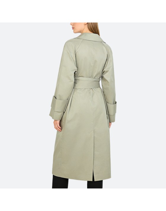 Double-layer pure cotton lapel trench coat
