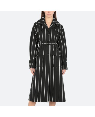 Striped Long Trench Coat
