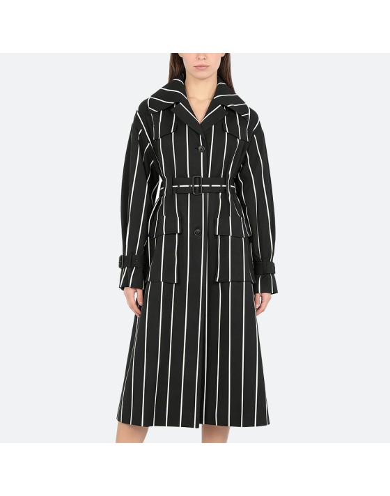 Striped Long Trench Coat