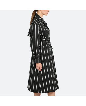 Striped Long Trench Coat