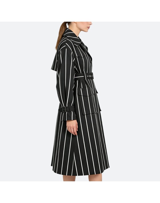 Striped Long Trench Coat