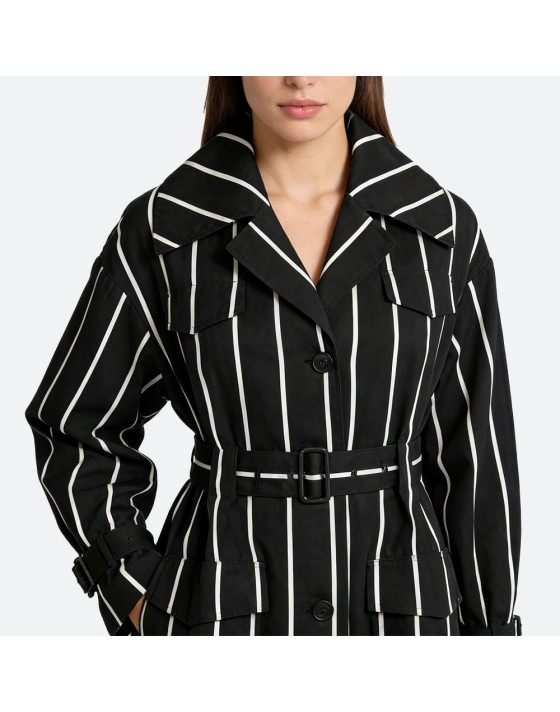 Striped Long Trench Coat