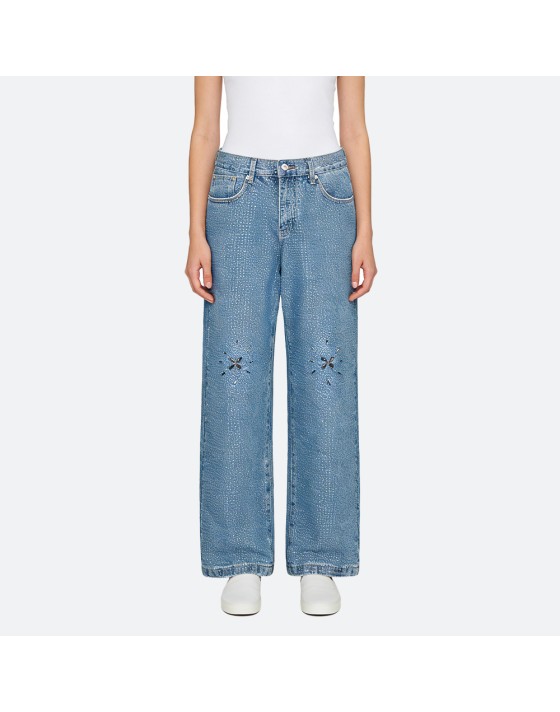 Checkered Flare Jeans