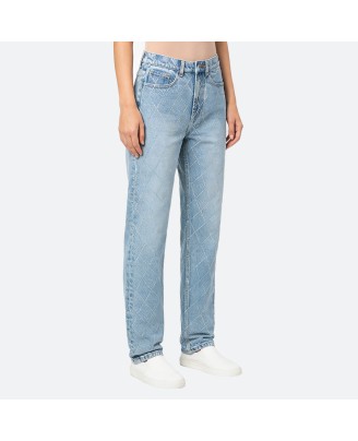 Diamond-patterned straight leg jeans
